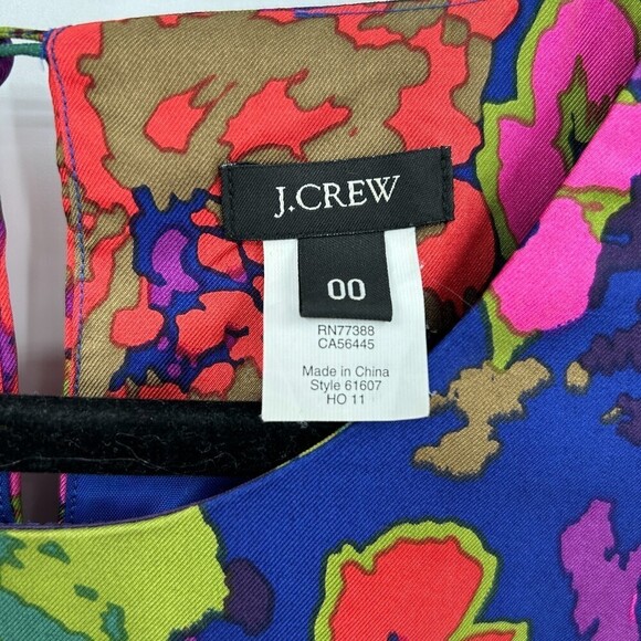 J. CREW 100% Silk Jules Ashbury Colorful Floral Print Mini Dress Size 00 - Picture 5 of 6